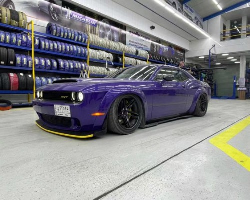 Purple car jacket Dodge challenger airride charm modification